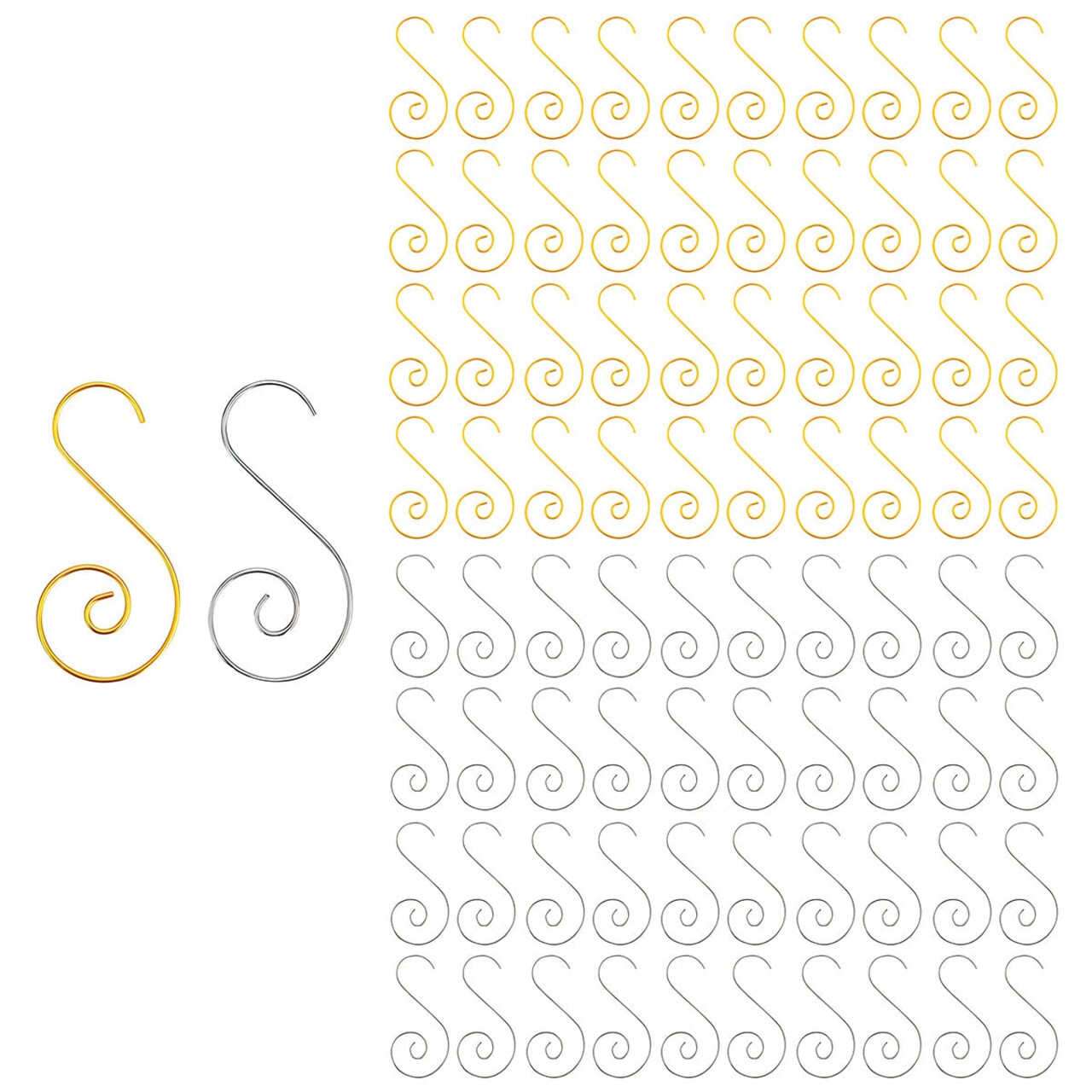 Wrapables Christmas Tree Ornament Hooks, S-Shaped Swirl Hooks for Hanging Decorations (Pack of 80)